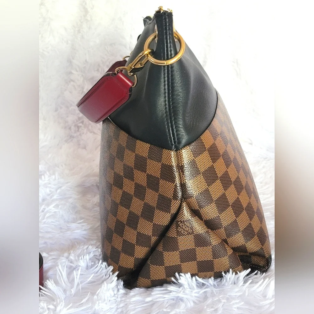 Auth💞 LOUIS VUITTON MAIDA HOBO DAMIER EBENE Hobo Shoulder Khaki